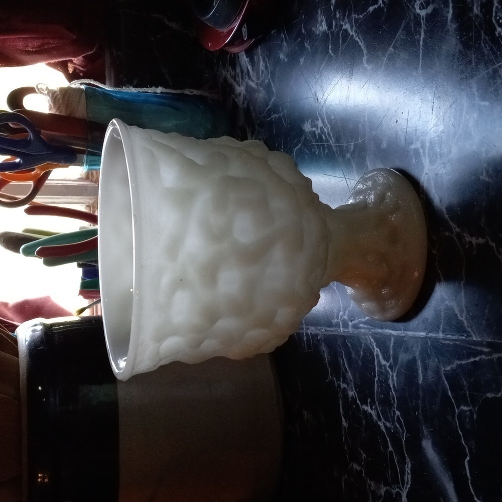 Vintage 1960s MCM E.O.Brody crinkle milk glass vase
